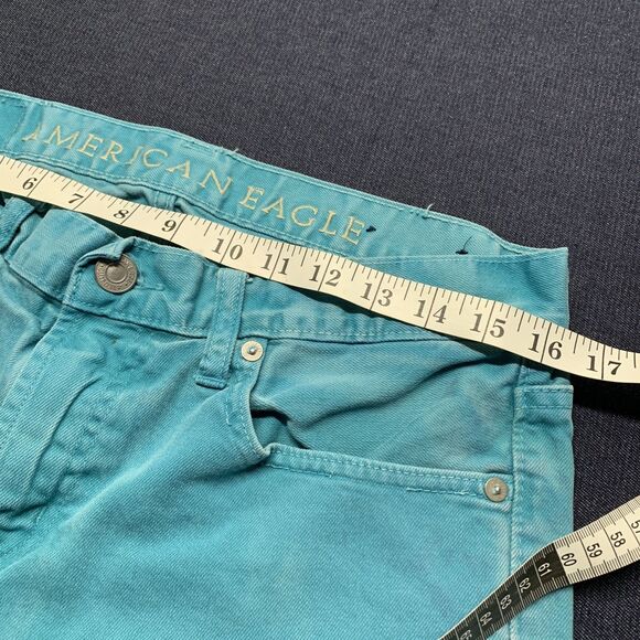 AMERICAN EAGLE OUTFITTERS® Men Skinny Jeans Turquoise Blue 32x32 99% Cotton VTG - Picture 7 of 9